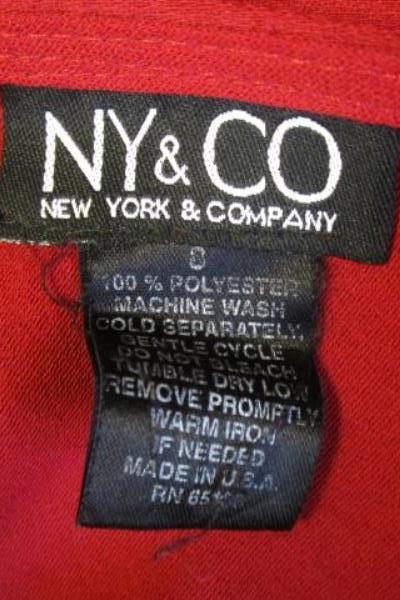 Women's Red Dress By NY&CO Size 8 100% Polyester Jewel Neckline Sea Shell Button