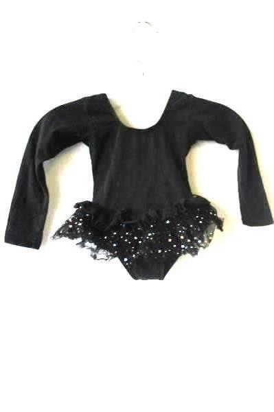 Black Tutu One Piece by Popatu Infant's Size XSC Sequins Sparkle Long Sleeves