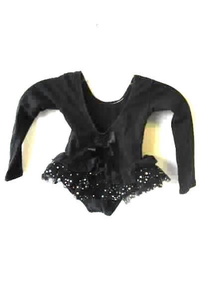 Black Tutu One Piece by Popatu Infant's Size XSC Sequins Sparkle Long Sleeves