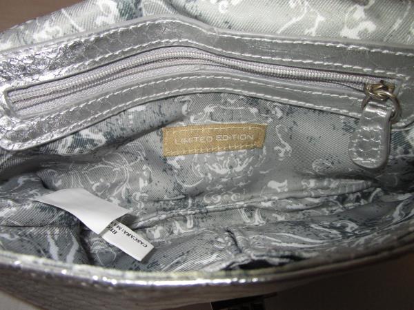 Women's Silver Scale Hand Purse w/ Lightweight Shoulder Chain By Limited Edition