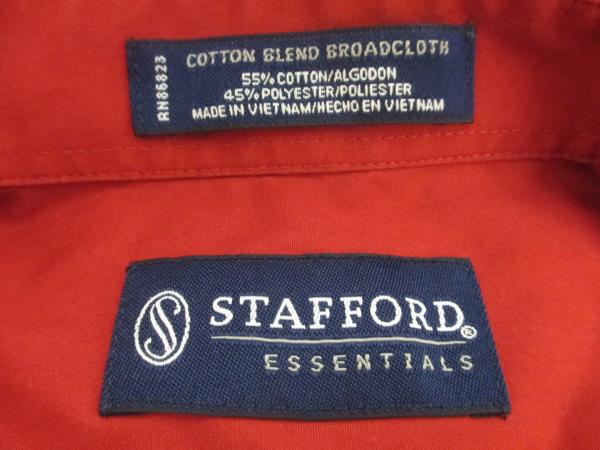 Stafford Essentials Men's Red Dress Button Up Shirt Size 16-16.5 Classic Fit