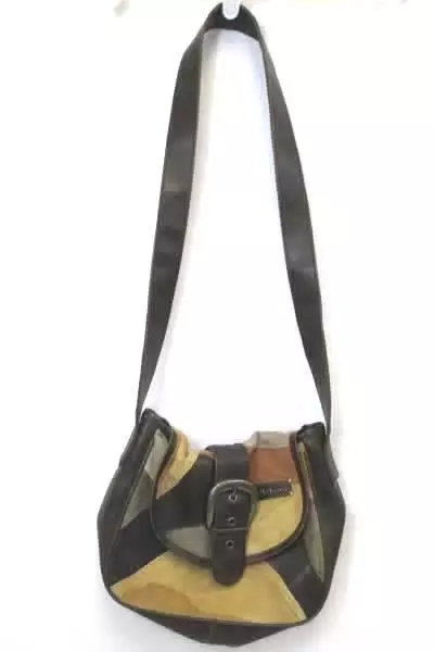 Billabong Purse Multicolor Orange Tan Brown Push Buckle Shoulder Strap Pockets
