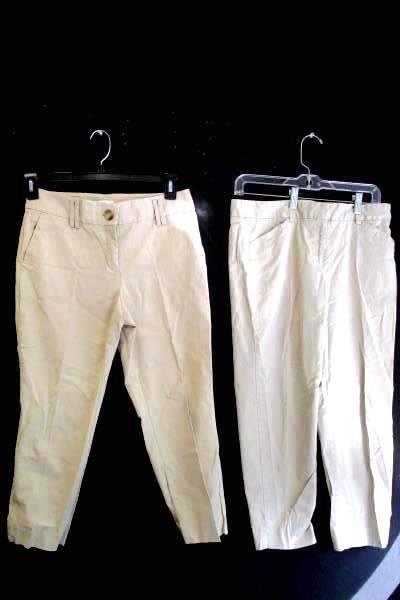 Lot Of 2 Khaki Pants by Loft & Land's End Tan Women's Size 6 Zipper Button Close