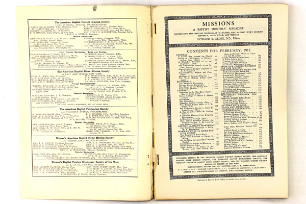 Missions Baptist Monthly Magazine Antique Book February 1913 Vol. 4 No. 2