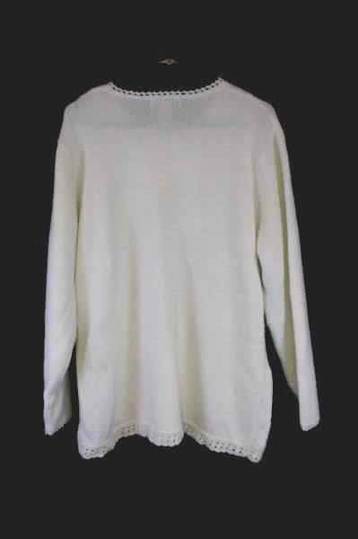 Vintage KORET White Snowflake Sweater Long Sleeve Acrylic Nylon Rayon Blend Sz L