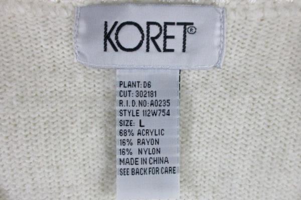 Vintage KORET White Snowflake Sweater Long Sleeve Acrylic Nylon Rayon Blend Sz L