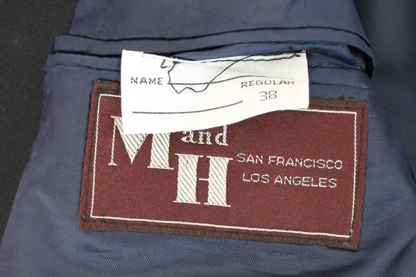 M&H San Francisco Suit Jacket Navy Blue Black Cuff Costume Dress Career 38 R