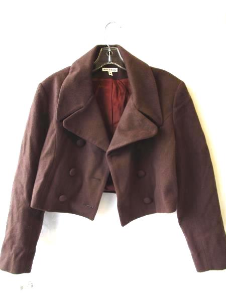Women's Brown Cropped Dress Coat by 81st and Park Size M Long Sleeves Button Up