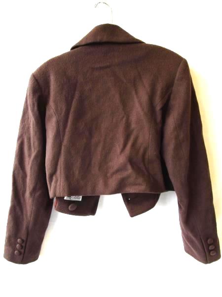 Women's Brown Cropped Dress Coat by 81st and Park Size M Long Sleeves Button Up