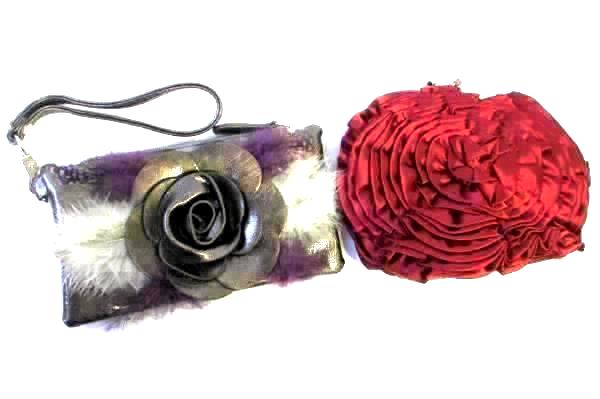 Lot Of Two Purses Red Rose And Grey Rose