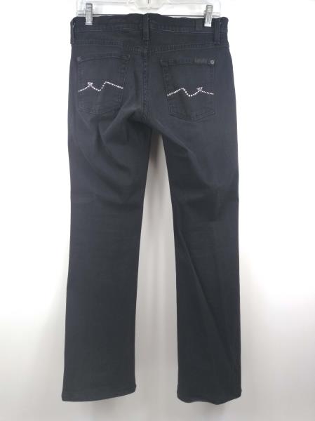 7 FOR ALL MANKIND Black "The Skinny Bootcut" Jeans with Rhinestone pockets sz 28