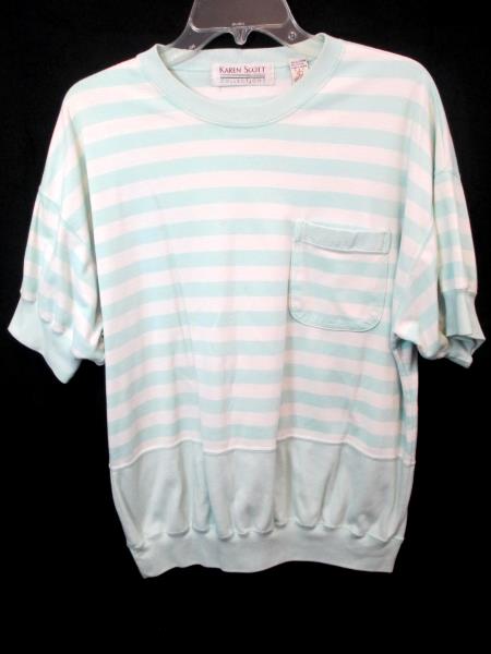 Lot of 2 Women's Shirts By Karen Scott & Teddi White Turquoise Black Size L