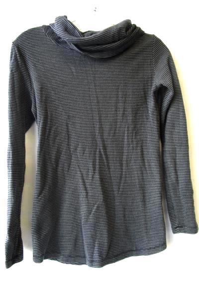 Women's Dark Long Sleeve Top By Eddie Bauer Size M Black Gray Striped