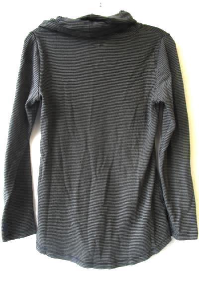 Women's Dark Long Sleeve Top By Eddie Bauer Size M Black Gray Striped