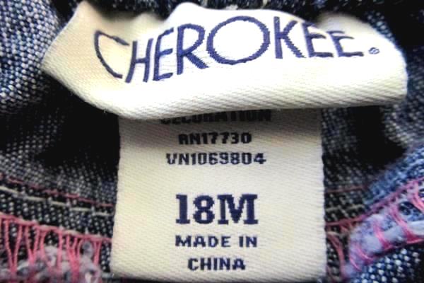 Little Girl's Blue Elastic Waist Jeans By Cherokee Size 18M Embroidered Flower