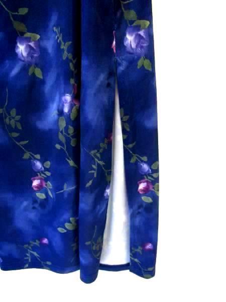 Women's Blue Floral Rose Silky Soft Skirt By Up Front Size M 100% Polyester
