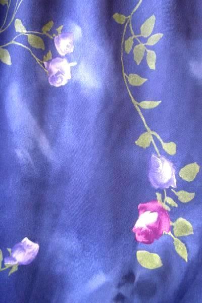 Women's Blue Floral Rose Silky Soft Skirt By Up Front Size M 100% Polyester