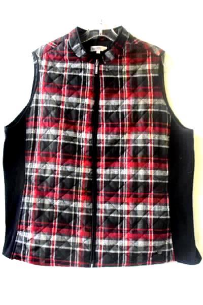 Men's Red Black Plaid Vest By Northern Reflections Size XXL 100% Polyester