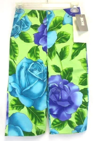 Girls Capri Pants by Scrambled Girl Nordstrom Green Purple Floral Print Size 8