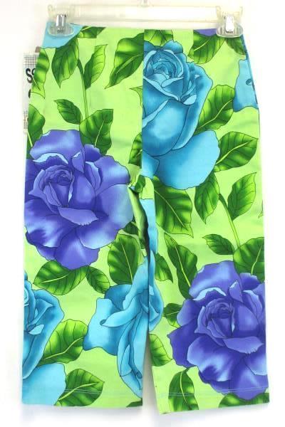 Girls Capri Pants by Scrambled Girl Nordstrom Green Purple Floral Print Size 8