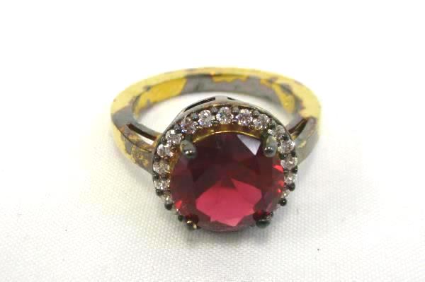 Ruby Box Set 18" Chain Pendent Ring Lab Created 14K Gold Over Brass