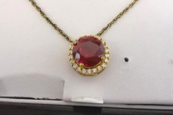 Ruby Box Set 18" Chain Pendent Ring Lab Created 14K Gold Over Brass