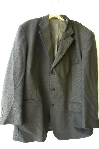 Men's Gray Beige Suit Jacket By Stafford Size 44R 100% Wool Padded Shoulders
