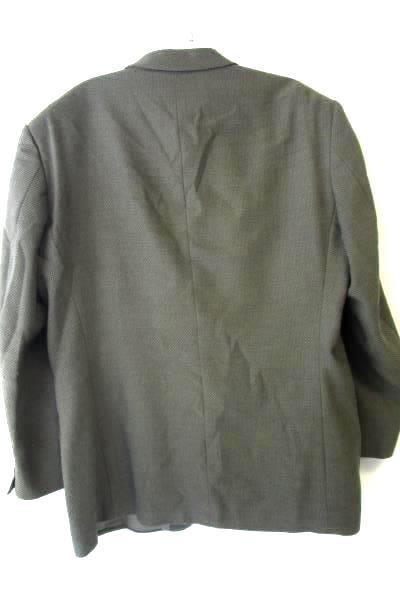 Men's Gray Beige Suit Jacket By Stafford Size 44R 100% Wool Padded Shoulders