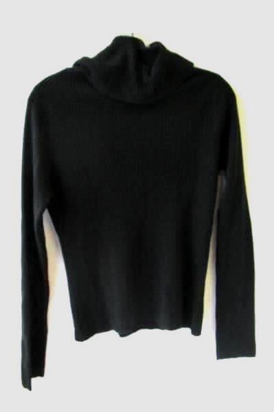 Women's Black Cowl Neck Long Sleeve Pullover Sweater By Evie Size M 100% Acrylic