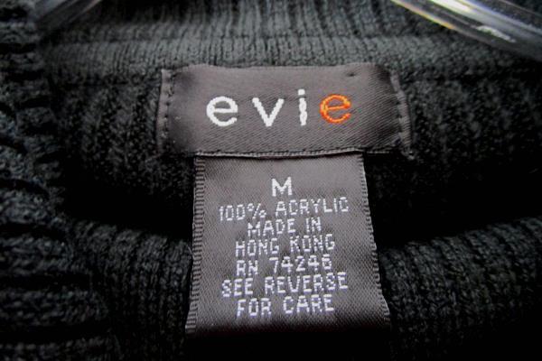 Women's Black Cowl Neck Long Sleeve Pullover Sweater By Evie Size M 100% Acrylic