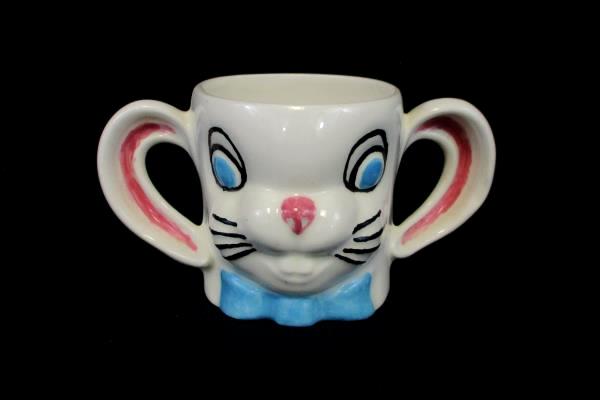 Bunny Rabbit Ceramic Divided Plate and Matching Double Handled Mug Easter Decor