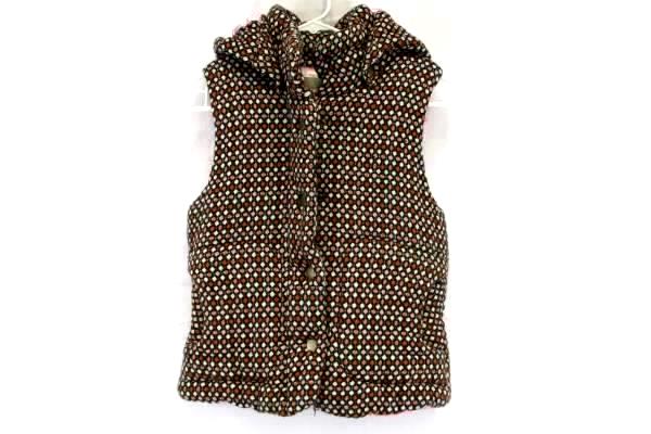 Women's Vest B's Closet Plush Pillowed Pink Lined Brown Geometric Camping Size L