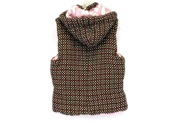 Women's Vest B's Closet Plush Pillowed Pink Lined Brown Geometric Camping Size L