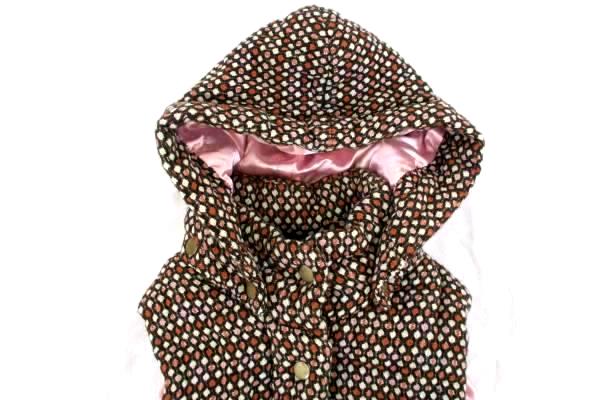 Women's Vest B's Closet Plush Pillowed Pink Lined Brown Geometric Camping Size L