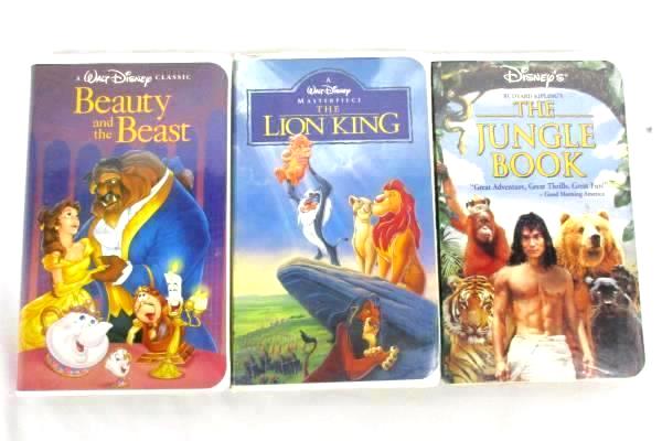 Lot of 3 Walt Disney VHS Tapes Beauty & Beast & Lion King & Jungle Book