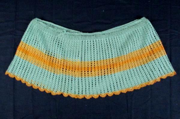 Vintage Lamp Cover Hand Crochet Green Gold With Drawstring EUC