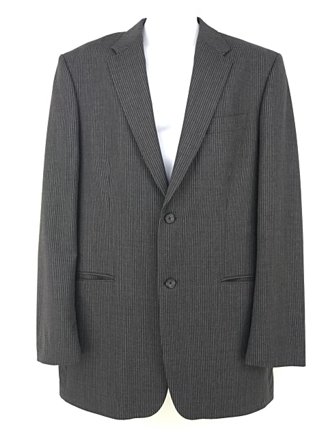 EXPRESS DESIGN STUDIO Blazer Charcoal Gray Pinstripe Wool Blend Suit Jacket 44L
