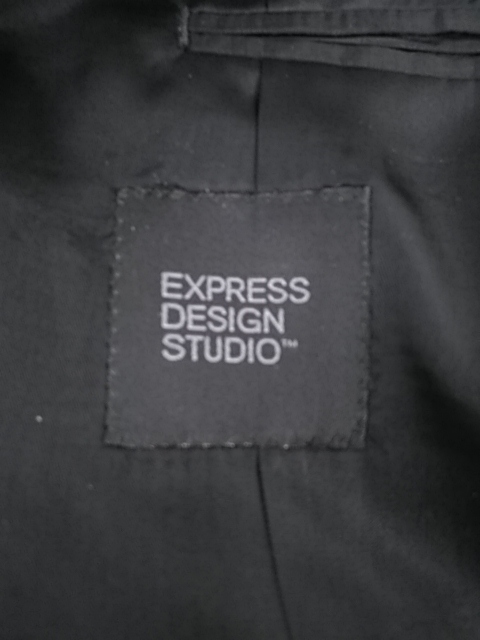 EXPRESS DESIGN STUDIO Blazer Charcoal Gray Pinstripe Wool Blend Suit Jacket 44L