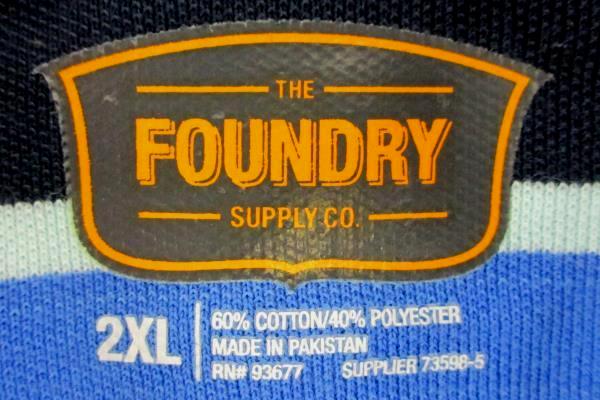 Foundry Supply Co. Polo Shirt 2XL Tall Blue Striped Short Sleeve Men's XXL