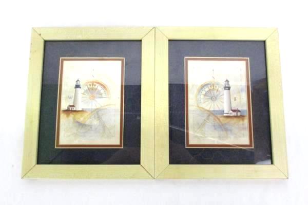 Two 11.5" x 9.5" Martin Figlinski Framed Lighthouse Lithographs