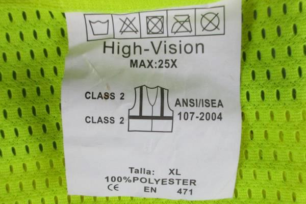 High Vision Safety Vest Yellow 3M Reflective Material XL