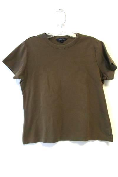 Women's Brown Short Sleeve Crew Neck Shirt By Lands' End Size 6-8 100% Cotton