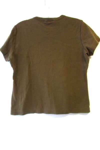 Women's Brown Short Sleeve Crew Neck Shirt By Lands' End Size 6-8 100% Cotton