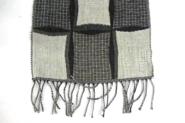 V. Fraas Cashmink NEW Gray Black White Mens One Size Plaid Fringe Hem Scarf