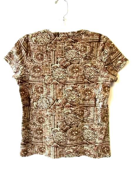 Women's White Brown Top Shirt By St.John's Bay Size Petite Small 100% Cotton
