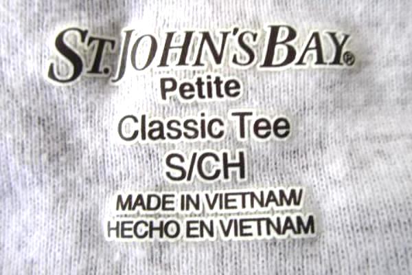 Women's White Brown Top Shirt By St.John's Bay Size Petite Small 100% Cotton
