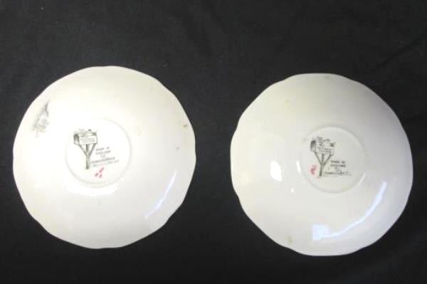 Vintage The Friendly Village Johnson Bros Set Of 2 "Ice House" Saucers Floral