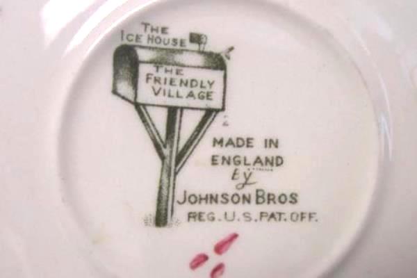Vintage The Friendly Village Johnson Bros Set Of 2 "Ice House" Saucers Floral