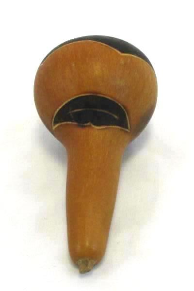 4.5" Tall Painted And Carved Face Peruvian Gourd Signed Evaristo Medina