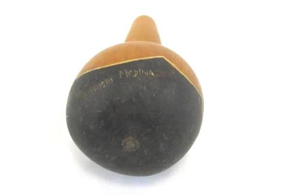 4.5" Tall Painted And Carved Face Peruvian Gourd Signed Evaristo Medina